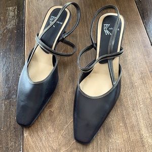 White Mountain Leather Sling Black Dress Shoes 7 1/2